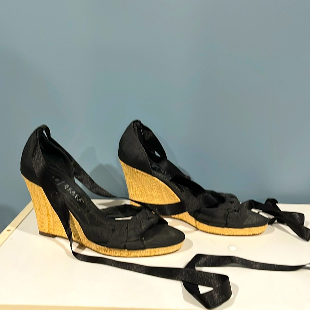 White House, Black Market , black wedge heels size 6 M New